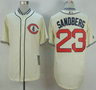 Men's Chicago Cubs #23 Ryne Sandberg Cream 1929 Turn Back The Clock Jersey