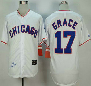 Men's Chicago Cubs #17 Matt Garza 1968 White Throwback Jersey