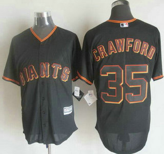 Men's San Francisco Giants #35 Brandon Crawford Alternate Black 2015 MLB Cool Base Jersey