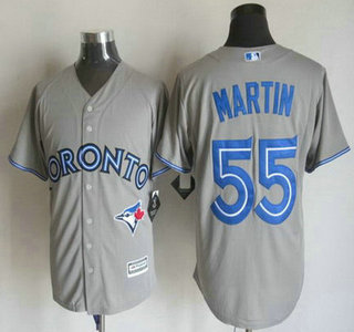 Men's Toronto Blue Jays #55 Russell Martin Away Gray 2015 MLB Cool Base Jersey