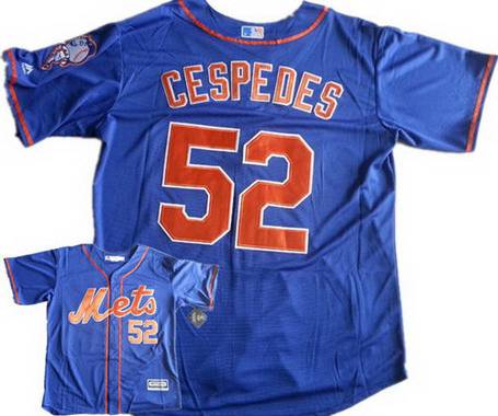 Men's New York Mets #52 Yoenis Cespedes Alternate Blue With Orange 2015 MLB Cool Base Jersey