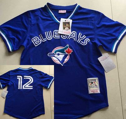 Men's Toronto Blue Jays #12 Roberto Alomar Mesh BP 1993 Royal Blue Throwback Jersey