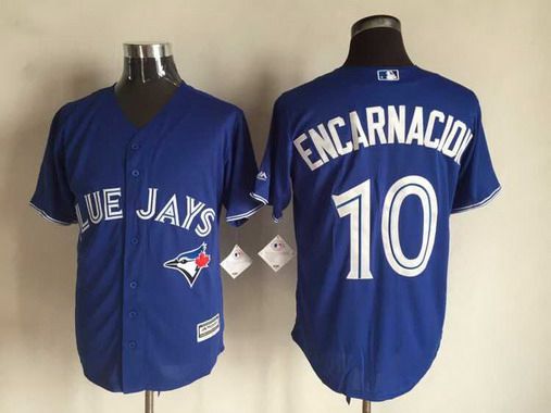 Men's Toronto Blue Jays #10 Edwin Encarnacion Alternate Blue 2015 MLB Cool Base Jersey