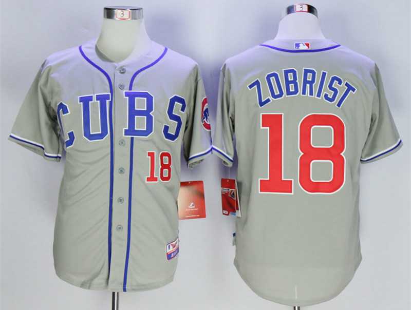 Men's Chicago Cubs #18 Ben Zobrist Grey Cool Base Jersey