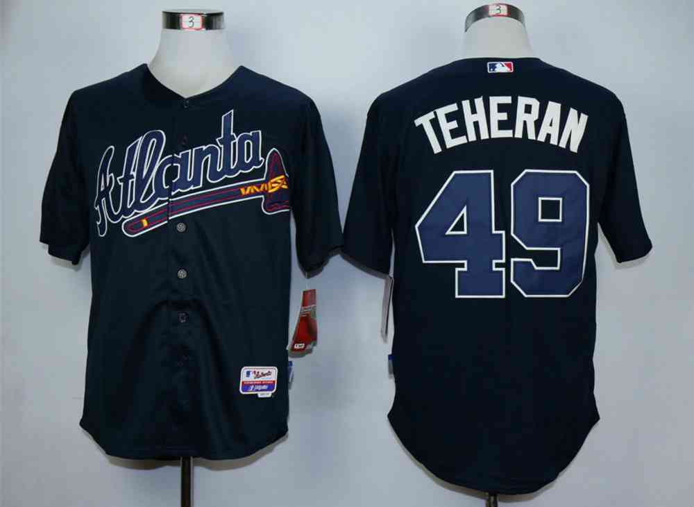 Men's Atlanta Braves #49 Julio Teheran Blue Cool Base Jersey