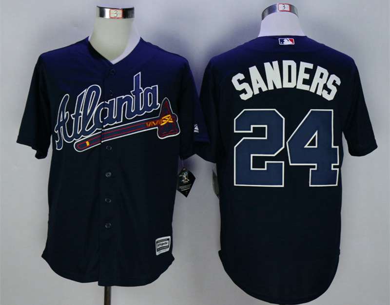 Men's Atlanta Braves #24 Deion Sanders Blue New Cool Base Jersey