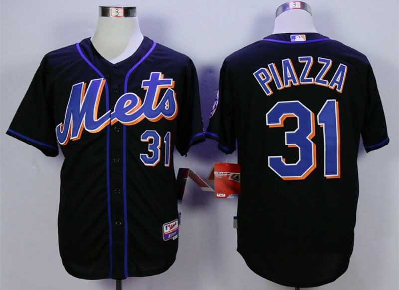 Men's New York Mets #31 Mike Piazza Black Cool Base Jersey