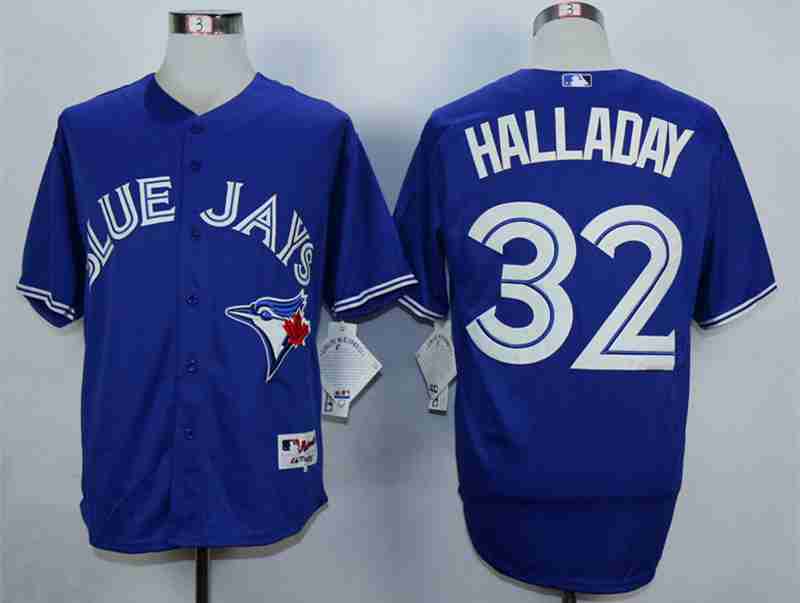 Men's Toronto Blue Jays #32 Roy Halladay Blue Cool Base Jersey