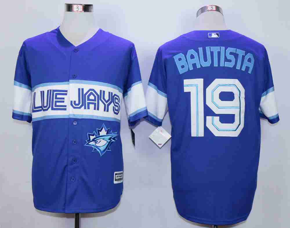 Men's Toronto Blue Jays #19 Jose Bautista Blue New Cool Base Jersey