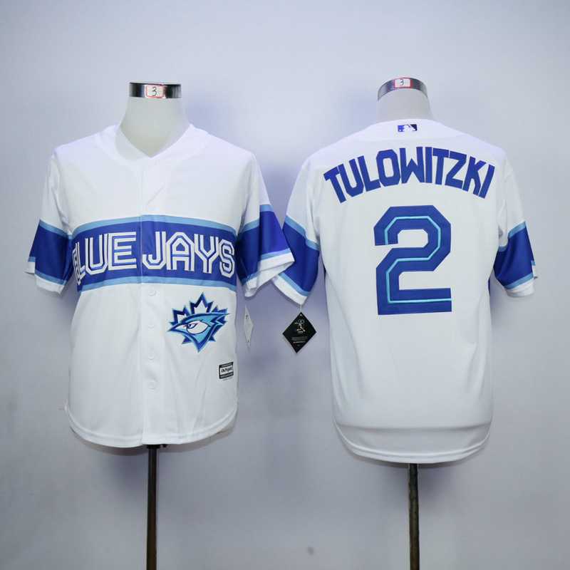 Men's Toronto Blue Jays #2 Troy Tulowitzki White New Cool Base Jersey