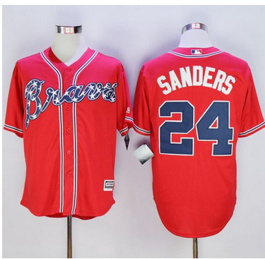 Braves #24 Deion Sanders Red New Cool Base Stitched MLB Jersey