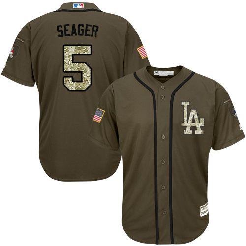 Los Angeles Dodgers #5 Corey Seager Green Salute to Service Stitched MLB Jersey