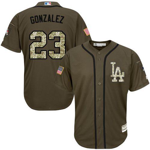 Los Angeles Dodgers #23 Adrian Gonzalez Green Salute to Service Stitched MLB Jersey