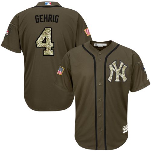 New York Yankees #4 Lou Gehrig Green Salute to Service Stitched MLB Jersey