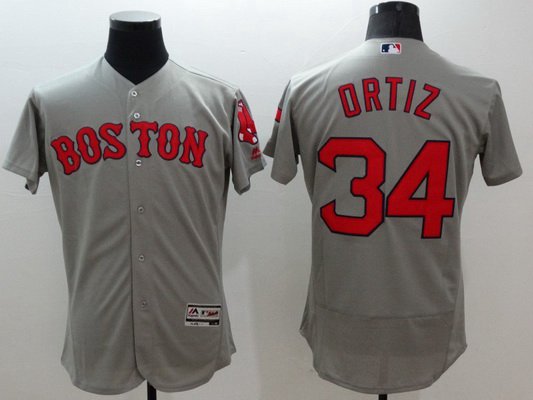 Men's Boston Red Sox #34 David Ortiz Gray Flexbase 2016 MLB Player Jersey