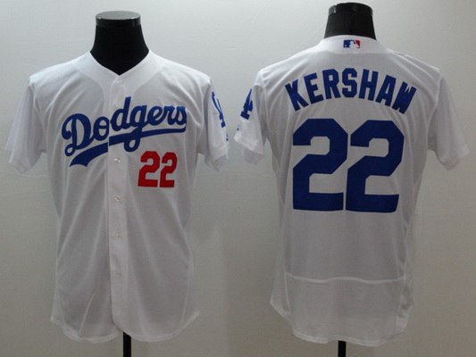 Men's Los Angeles Dodgers #22 Clayton Kershaw White Flexbase 2016 MLB Player Jersey