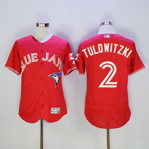 Blue Jays #2 Troy Tulowitzki Red Flexbase Authentic Collection Canada Day Stitched MLB Jersey