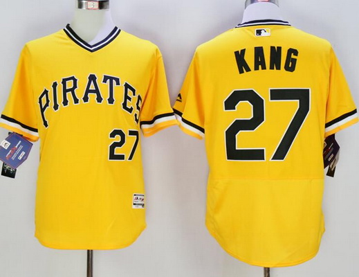 Men's Pittsburgh Pirates #27 Jung-ho Kang Yellow Flexbase 2016 MLB Player Jersey