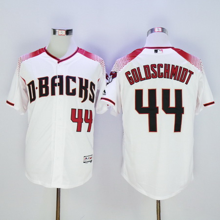 Men's Arizona Diamondbacks #44 Paul Goldschmidt Home White Brick 2016 Flexbase Majestic Baseball Jersey