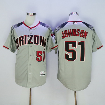 Men's Arizona Diamondbacks #51 Randy Johnson Retired Road Gray Brick 2016 Flexbase Majestic Baseball Jersey