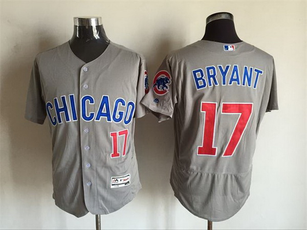 Men's Chicago Cubs #17 Kris Bryant Gray Road 2016 Flexbase Majestic Baseball Jersey