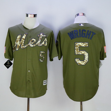 Men's New York Mets #5 David Wright Green Salute to Service Cool Base Baseball Jersey