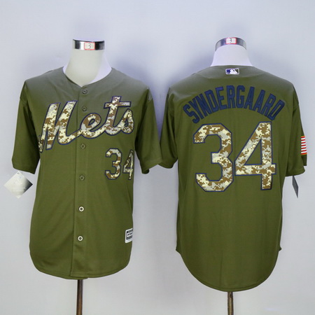 Men's New York Mets #34 Noah Syndergaard Green Salute to Service Cool Base Baseball Jersey