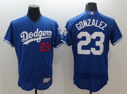 Men's Los Angeles Dodgers #23 Adrian Gonzalez Royal Blue 2016 Flexbase Majestic Baseball Jersey