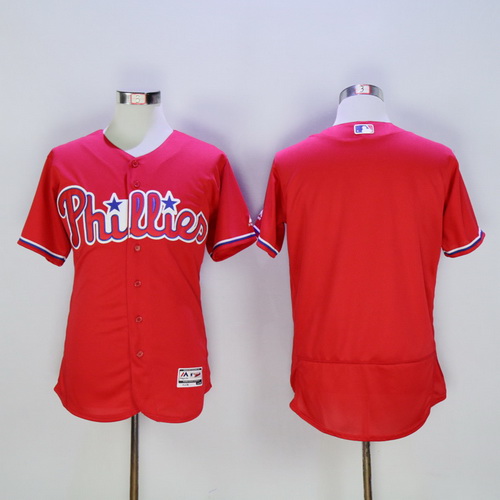 Men's Philadelphia Phillies Blank Red 2016 Flexbase Majestic Baseball Jersey