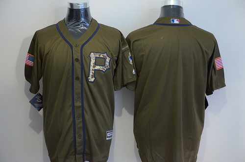 Men's Pittsburgh Pirates Blank Green Salute to Service Majestic Baseball Jersey