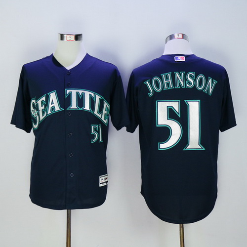 Men's Seattle Mariners #51 Randy Johnson Retired Navy Blue 2015 MLB Cool Base Jersey