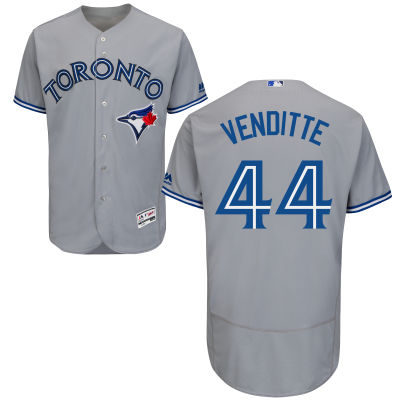 Men's Toronto Blue Jays #44 Pat Venditte Gray Road 2016 Flexbase Majestic Baseball Jersey