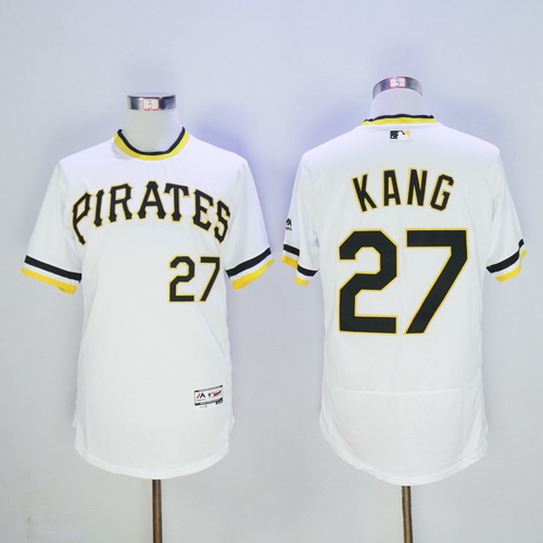 Men's Pittsburgh Pirates #27 Jung-ho Kang White Pullover 2016 Flexbase Majestic Baseball Jersey