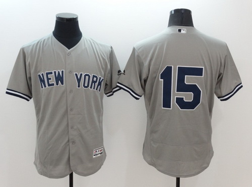 New York Yankees #15 Thurman Munson Retired Gray Road 2016 Flexbase Majestic Baseball Jersey