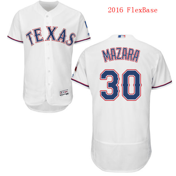 Men's Texas Rangers #30 Nomar Mazara White Home 2016 Flexbase Majestic Baseball Jersey