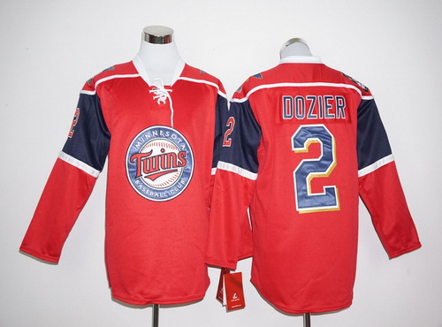 Men's Minnesota Twins #2 Brian Dozier Red Long Sleeve Baseball Jersey