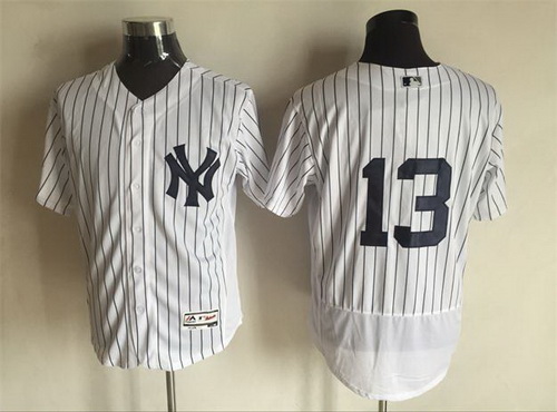 Men's New York Yankees #13 Alex Rodriguez White Home 2016 Flexbase Majestic Baseball Jersey