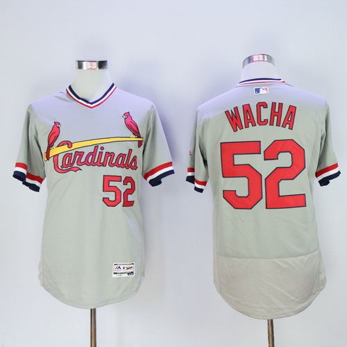 Men's St. Louis Cardinals #52 Michael Wacha Gray Pullover 2016 Flexbase Majestic Baseball Jersey