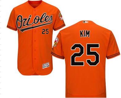 Men's Baltimore Orioles #25 Hyun-soo Kim Orange Cool Base Majestic Baseball Jersey