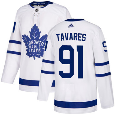 Men's Adidas Maple Leafs #91 John Tavares White Road Authentic Stitched NHL Jersey