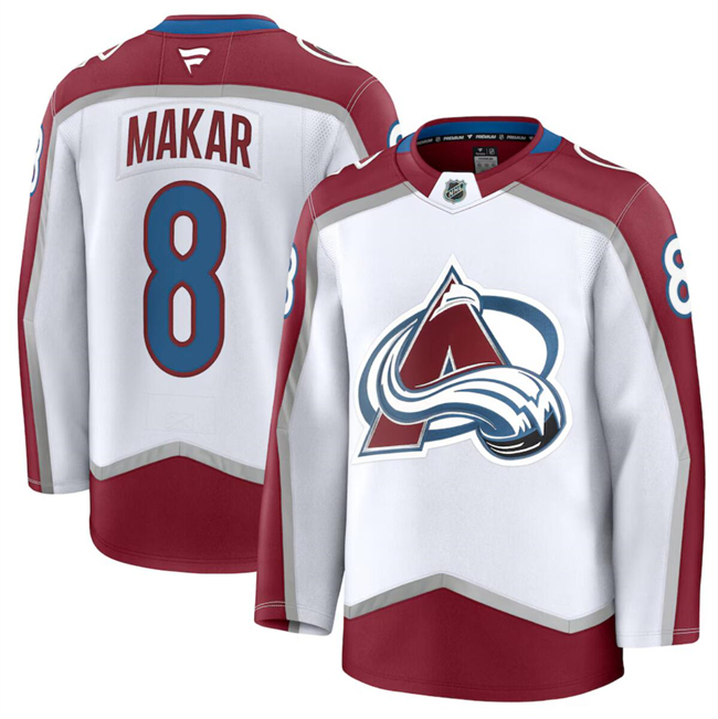 Men's Colorado Avalanche #8 Cale Makar White 2024-25 Away Stitched Jersey