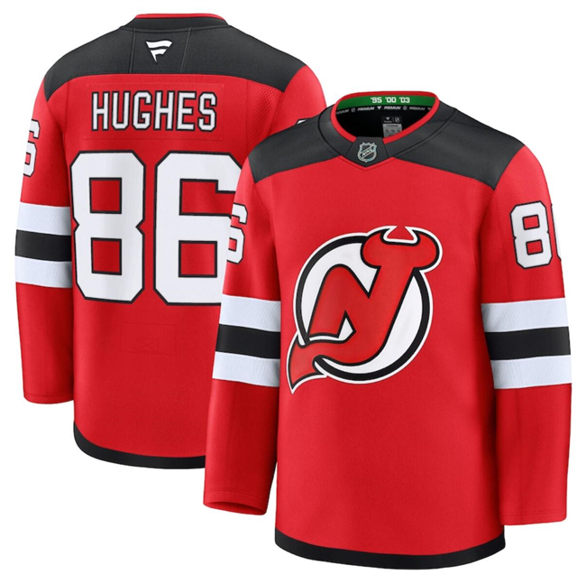 Men's New Jersey Devils #86 Jack Hughes Red 2024-25 Home Stitched Hockey Jersey