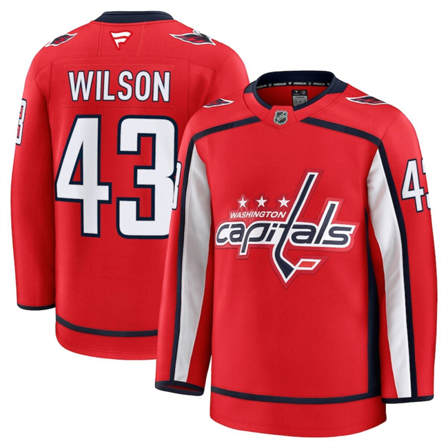 Men's Washington Capitals #43 Tom Wilson Red 2024-25 Home Stitched Hockey Jersey