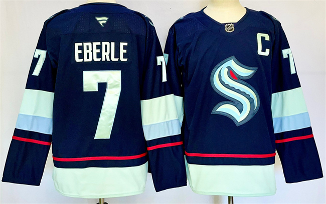 Men's Seattle Kraken #7 Jordan Eberle Navy 2024-25 Home Stitched Hockey Jersey