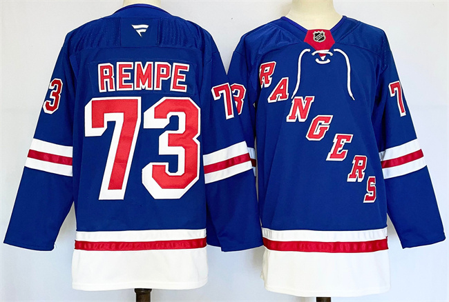 Men's New York Rangers #73 Matt Rempe Royal 2024-25 Home With A Patch Stitched Hockey Jersey