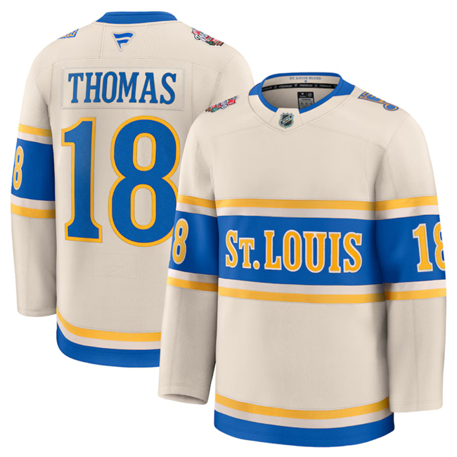 Men's St. Louis Blues #18 Robert Thomas Cream 2024-25 Winter Classic Stitched Hockey Jersey