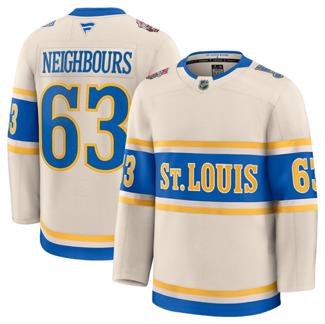 Men's St. Louis Blues #63 Jake Neighbours Cream 2024-25 Winter Classic Stitched Hockey Jersey