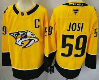 Men's Nashville Predators #59 Roman Josi Yellow Authentic Jersey