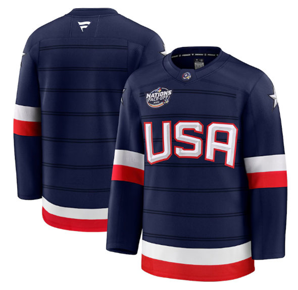 Men's USA Blank Navy 2025 4 Nations Stitched Jersey