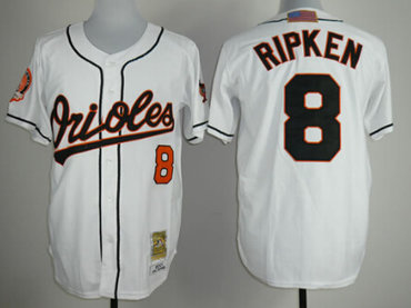 Baltimore Orioles #8 Cal Ripken 2001 White Throwback Jersey